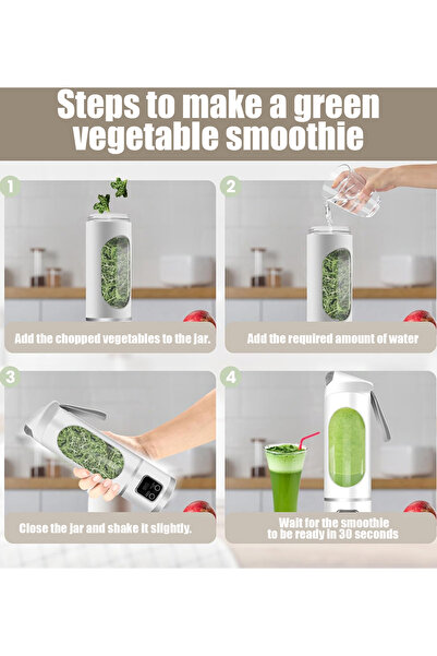 Generic Leon Home Portable USB Rechargeable Personal Blender & Juicer (450ml, 12 Blades, 3 Speeds)