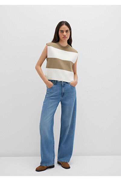 Mavi Blockgestreifter ärmelloser Pullover mit normaler Passform / normaler Schnittform 1710695-90640