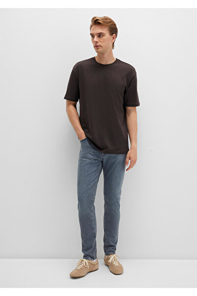 Mavi Braunes Basic-T-Shirt mit Rundhalsausschnitt, lockere Passform / bequemer Schnitt 0611596-70219