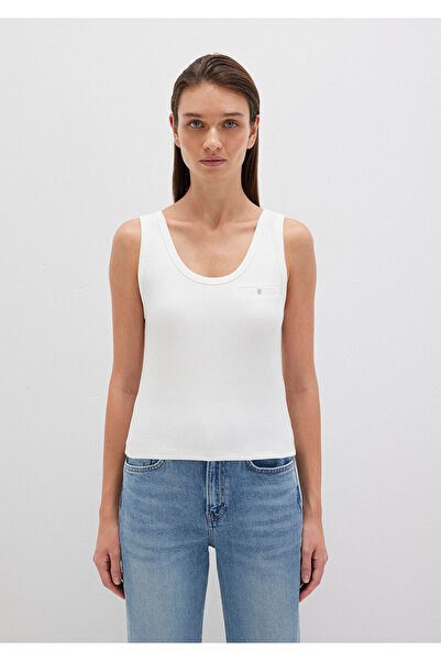 Mavi Weißes Tanktop mit Taschendetail, eng anliegend / figurbetont geschnitten 1613402-70057