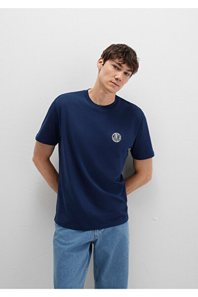 Mavi Marineblaues T-Shirt mit Logo-Print, lockere Passform / bequemer Schnitt 0613014-70497