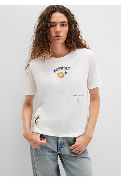 Mavi Sunrise Printed Ecru T-Shirt Regular Fit / Standard Cut 1613523-80194