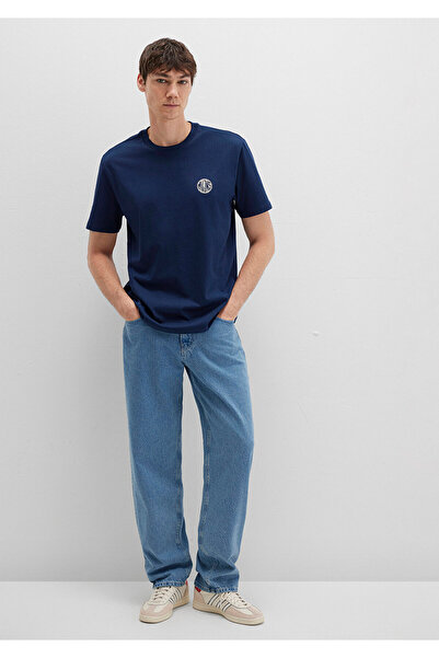 Mavi Marineblaues T-Shirt mit Logo-Print, lockere Passform / bequemer Schnitt 0613014-70497