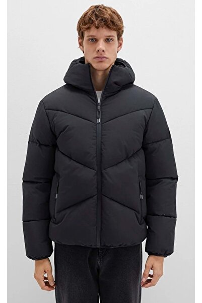 Mavi 0110360 Παλτό Φουσκωτό με κουκούλα Ανδρικό Παλτό ΜΑΥΡΟ