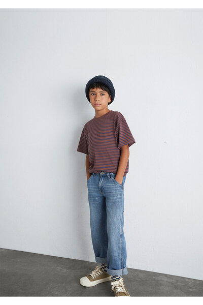 Mavi Καφέ ριγέ μπλουζάκι Loose Fit / Loose Relaxed Fit 6610390-90787