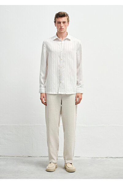 Mavi Μπεζ ριγέ εκρού Tencel TM Lyosel πουκάμισο Regular Fit / Κανονική εφαρμογή 0211618-70321