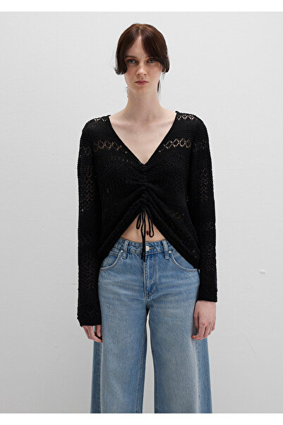 Mavi Μαύρο πλεκτό μπλουζάκι με κορδόνια 1710758-900