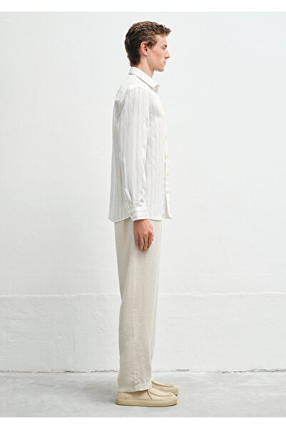 Mavi Μπεζ ριγέ εκρού Tencel TM Lyosel πουκάμισο Regular Fit / Κανονική εφαρμογή 0211618-70321