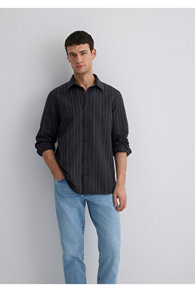 Mavi Linen Blend Striped Anthracite Shirt Regular Fit / Regular Cut 0211515-89892