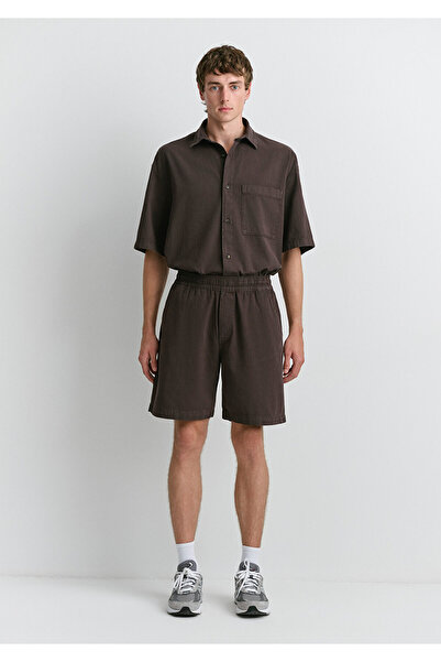 Mavi Linen Blend Brown Shorts 0410278-86683