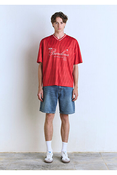 Mavi Barcelona Printed Red Jersey T-Shirt Oversize / Wide Cut 0612712-70471