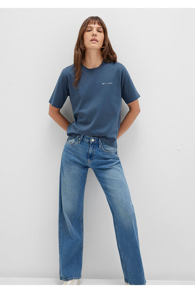 Mavi MV bedrucktes Interlock-T-Shirt in Marineblau, reguläre Passform / normaler Schnitt 1613148-70500