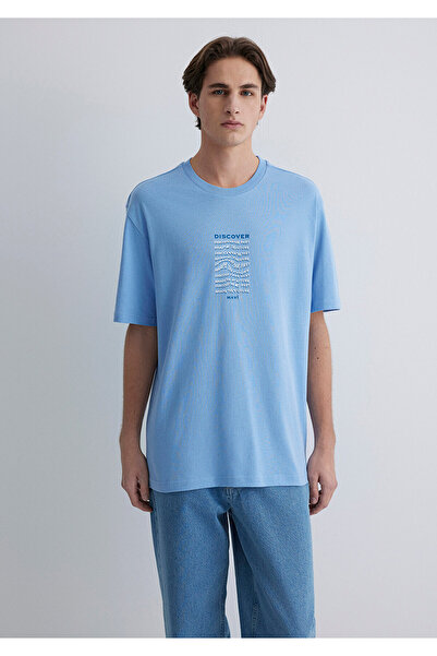 Mavi Τυπωμένο μπλε μπλουζάκι Loose Fit / Loose Fit 0612810-85440