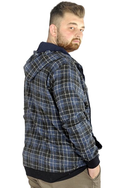 ModeXL Mode Xl Чоловічий светр з капюшоном і кишенями 21574 Indigo