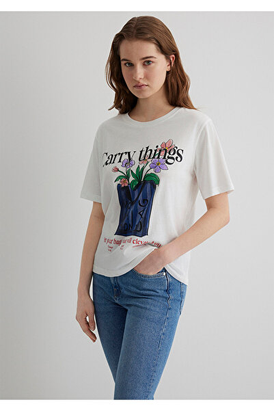 Mavi Μπλουζάκι εκρού με φλοράλ εμπριμέ κανονική εφαρμογή 1613494 -70057