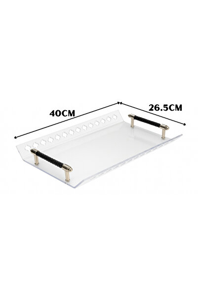 ALQANNAS Premium Acrylic Serving Tray – Medium, Thick & Strong with Black Handles