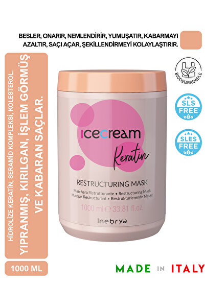 Inebrya Ice Cream Keratin Restructuring Mask Keratin Bazlı Yenileyici Maske10...