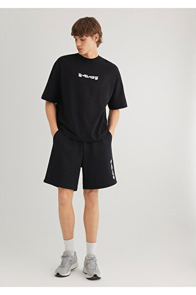 Mavi Mv91 Embroidery Logo Printed Black Shorts 0410244 -900