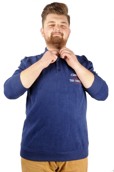 ModeXL Чоловіча футболка-поло Mode XL Selanik з вишивкою 20442 Індіго