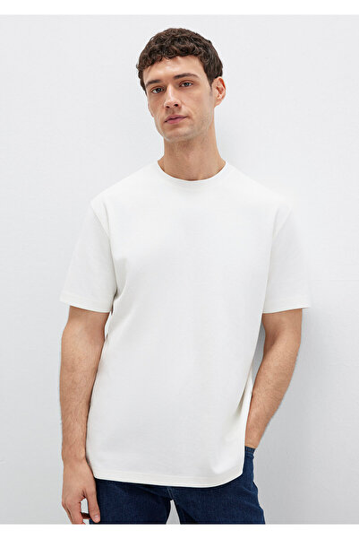 Mavi Schwarzes Ecru Basic-T-Shirt mit lockerer Passform / lockerer, bequemer Schnitt 0612731-70057