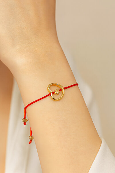 Ayluf Kırmızı İp Bileklik Kalp Yıldız Figürlü Şans Bilekliği Ayarlanabilir