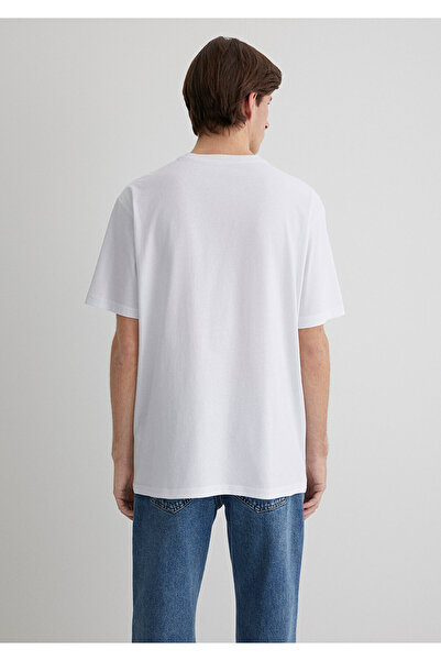 Mavi 1991 Bedrucktes weißes T-Shirt mit lockerer Passform / lockerer, entspannter Passform 0612573 -620