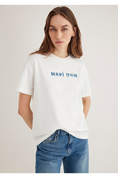 Mavi Μπλουζάκι εκρού με στάμπα Loose Fit / Loose Relaxed Fit 1613146 -70057