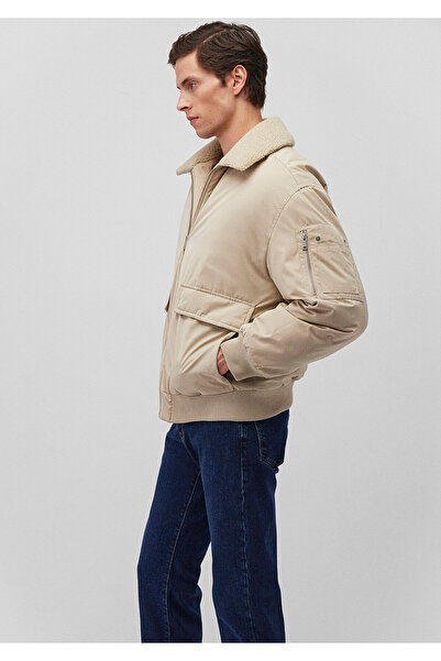 Mavi Stand Collar Beige Bomber Jacket Oversize / Wide Cut 0110465 -86559