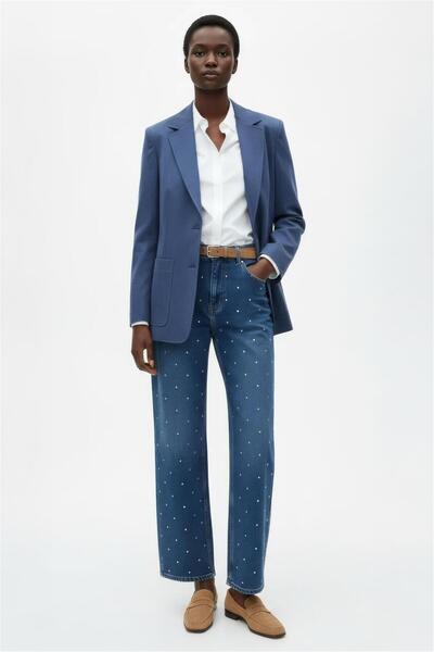 Perspective Lacivert Loresi Regular Fit Ceket