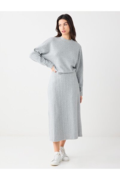 Jimmy Key Μίντι φούστα με μαλακή υφή με μοτίβο ύφανσης μαλλιών σε κανονική γκρι μέση