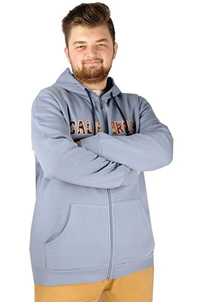 ModeXL Mode Xl Чоловічий светр на блискавці з капюшоном California 21517 Синій