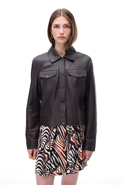 Perspective Kahverengi Klasik Yaka Slim Fit Kısa Ceket