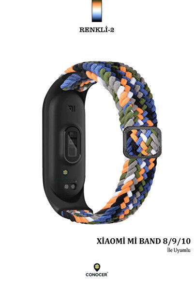 CONOCER Xiaomi Mi Band 8/9/10 Uyumlu Yeni Tasarım Mikrofiber Dokuma Hasır Kordon Kayış