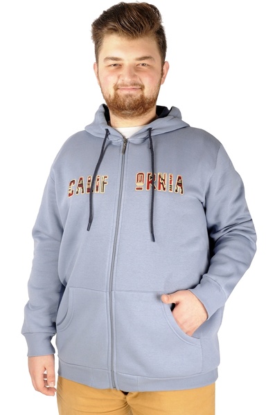 ModeXL Mode Xl Чоловічий светр на блискавці з капюшоном California 21517 Синій