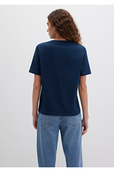 Mavi Marineblaues T-Shirt mit Katzen-Logo-Aufdruck, reguläre Passform 1613282 -82454