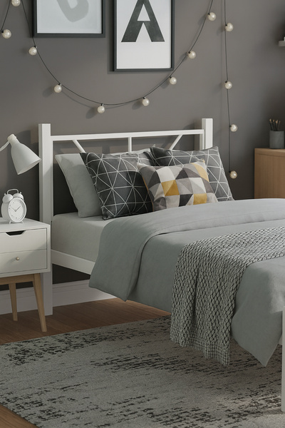 Unimet Alchera Tek Kişilik Metal Karyola Beyaz