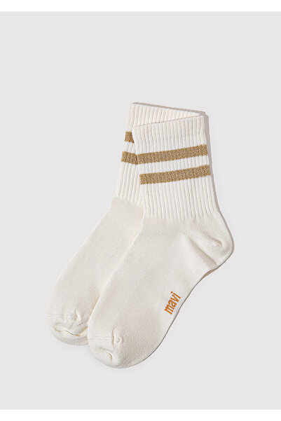 Mavi Striped Ecru Socket Socks 1913241-70053