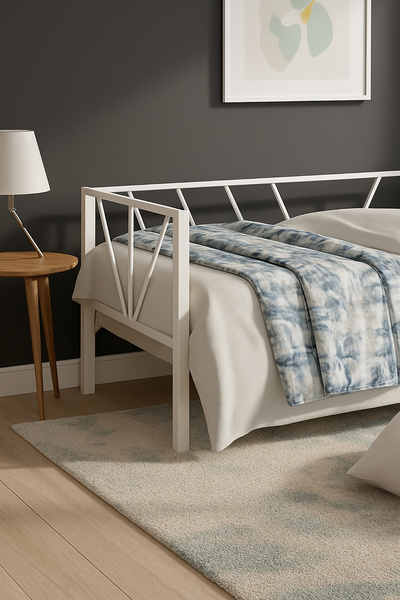 Unimet Alchera Daybed Tek Kişilik Sedir Metal Karyola Beyaz