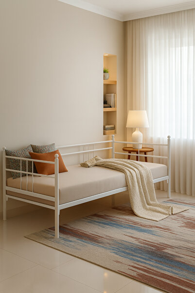 Unimet Soho Daybed Tek Kişilik Sedir Metal Karyola Beyaz