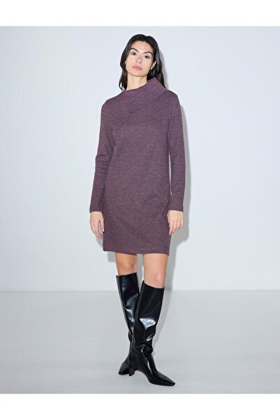 Jimmy Key Μίνι φόρεμα με ασύμμετρο γιακά με απαλή υφή Dusty Rose