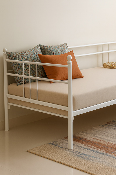 Unimet Soho Daybed Tek Kişilik Sedir Metal Karyola Beyaz