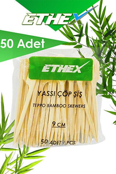 Ethex Yassı Çöp Şiş - (9 CM, 50 ADET)