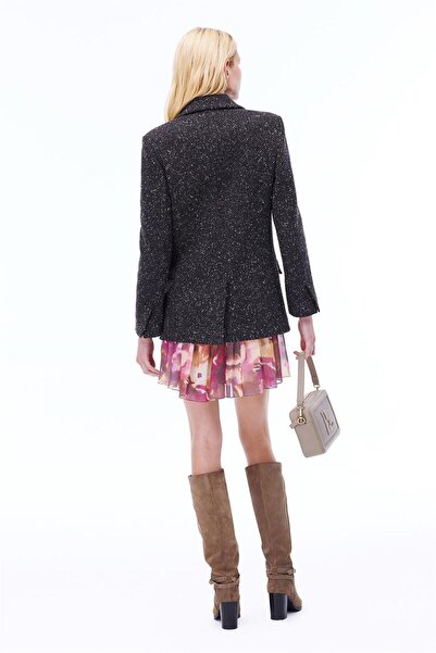 Perspective Albalis Casual Fit Standard Length Low Sleeve Jacket Lapel Black Jacket