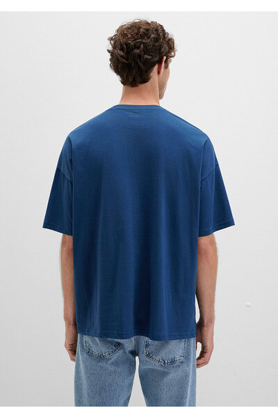 Mavi Bedrucktes marineblaues T-Shirt in Übergröße / Weit geschnitten 0611827 -89287
