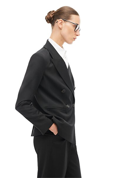 Perspective Black Swallow Collar Jacket