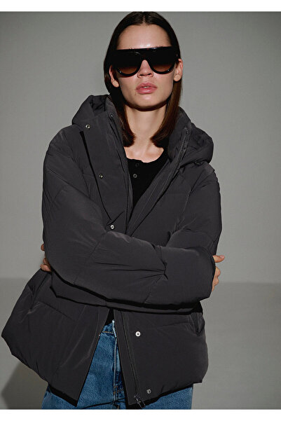 Mavi Hooded Anthracite Puffer Coat 1110225 -80106
