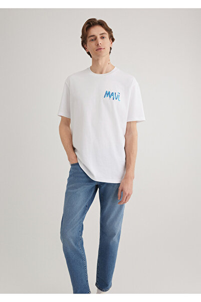 Mavi Λευκό μπλουζάκι με στάμπα Loose Fit / Loose Relaxed Fit 0612468 -620