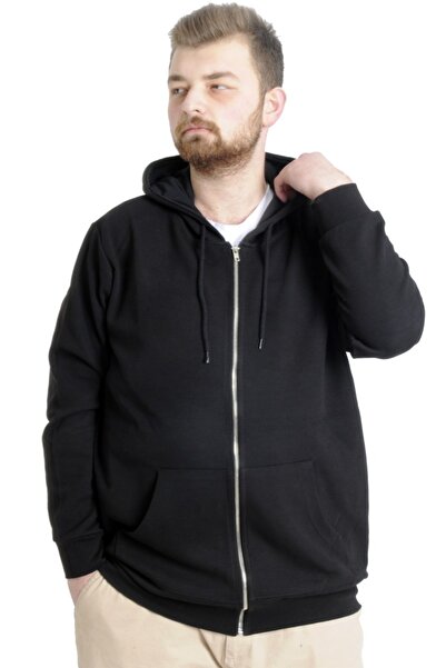 ModeXL Mode Xl Ανδρική ζακέτα με κουκούλα με φερμουάρ Steel Interlock 21600 Μαύρο