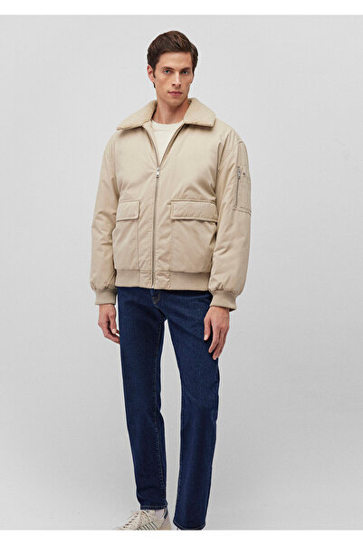 Mavi Stand Collar Beige Bomber Jacket Oversize / Wide Cut 0110465 -86559