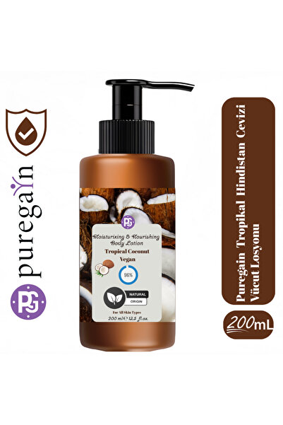 PUREGAIN Tropikal Hindistan Cevizi Vücut Losyonu 200 ml – Nemlendirici & Besl...